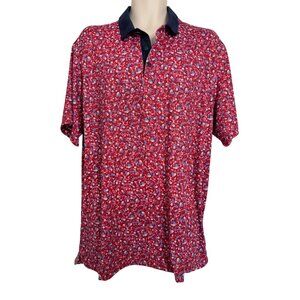 Walter Hagen Golf P11 Size XL USA Liberty Ditsy Polo Men's NWT $75 Red Multi Str